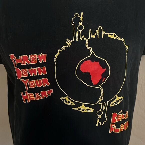 Y2K Bela Fleck Thrown Down Your Heart Black Graphic Shirt - Picture 4 of 7